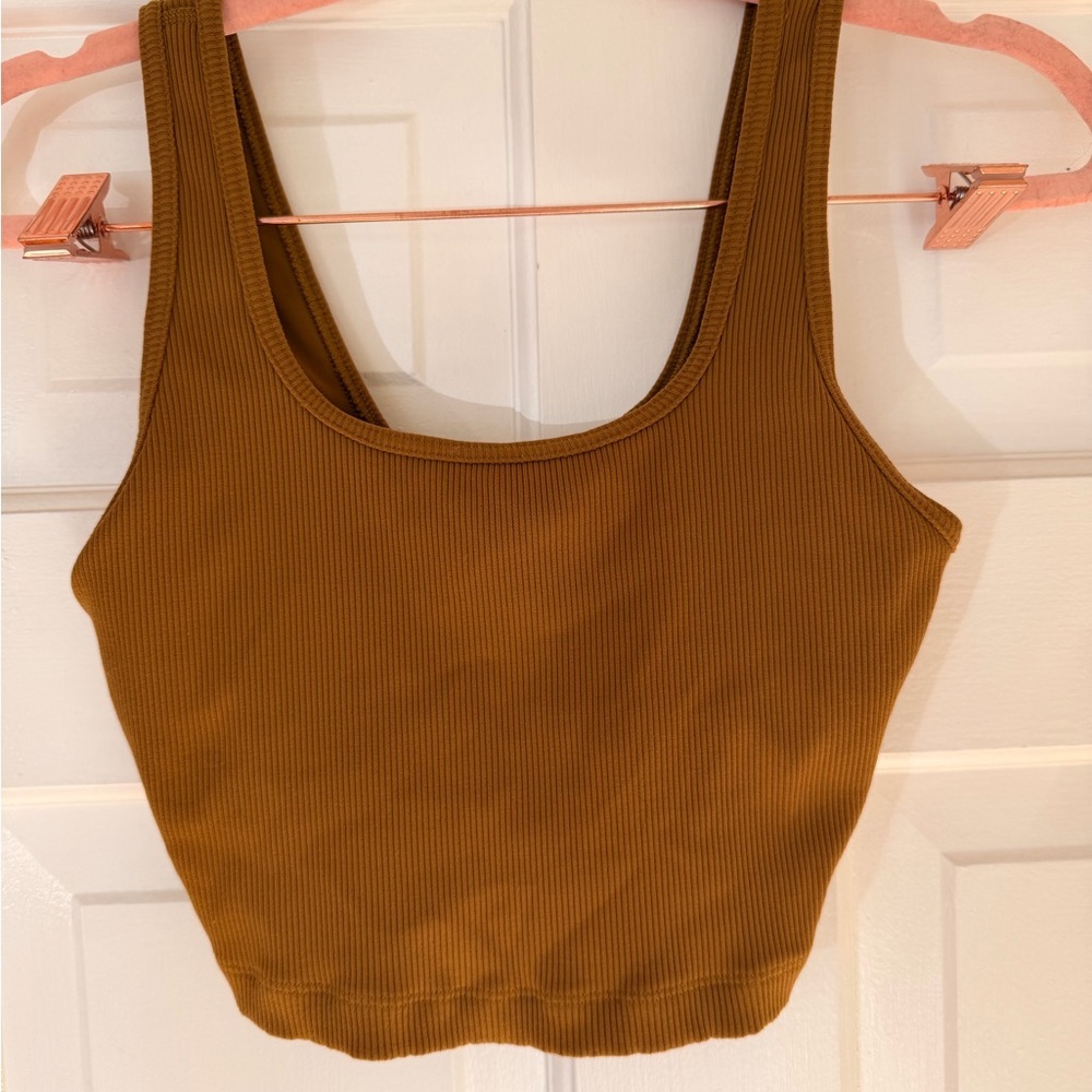 Aerie Ribbed Brown Gym Sports Top - Picture 1 of 3